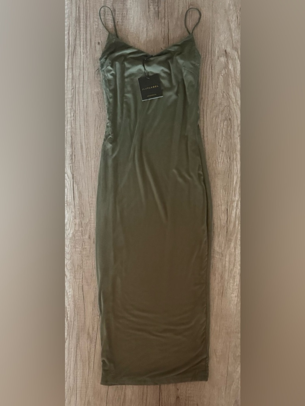 Jluxlabel Olive Green Spaghetti Strap Midi Dress